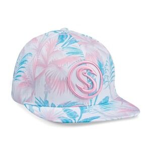 Scales Gear Hooks Pattern Series Hat White Pink Blue Snapback 6-Panel NWT